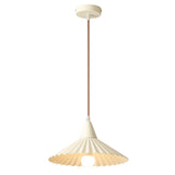 Nordic Pleated Cone Wood Color Pendant Light Dining Room Image - 8