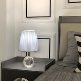 Nordic Pleated Fabric Round Crystal Base Table Lamp Image - 14