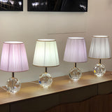 Nordic Pleated Fabric Round Crystal Base Table Lamp Image - 16