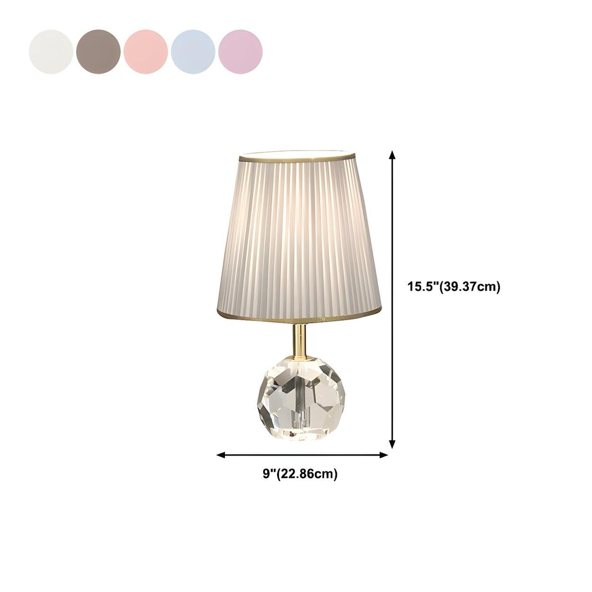 Nordic Pleated Fabric Round Crystal Base Table Lamp 