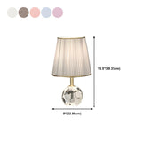 Nordic Pleated Fabric Round Crystal Base Table Lamp #size