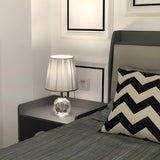 Nordic Pleated Fabric Round Crystal Base Table Lamp Image - 4