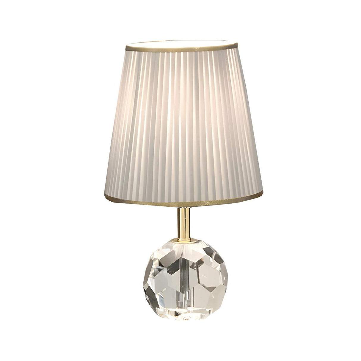 Nordic Pleated Fabric Round Crystal Base Table Lamp Image - 6