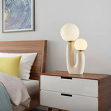 Nordic Resin U-Shaped Pink Double Globe Table Lamp Image - 5