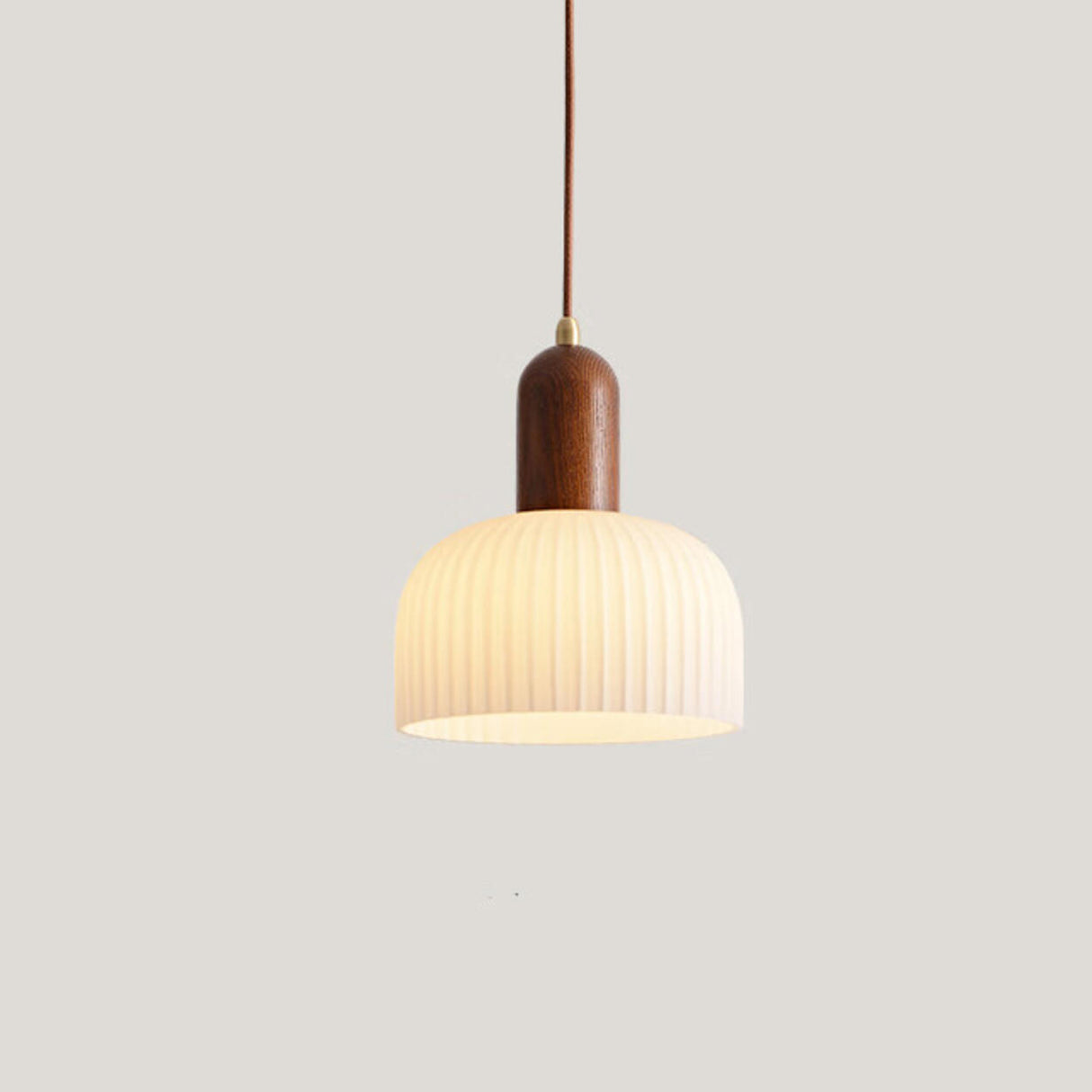 Nordic Ribbed Glass Bowl Pendant Light Adjustable Height Image - 9