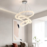 Nordic Ring Crystal Living Room White 2 Tiers Chandelier Image - 3