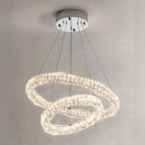 Nordic Ring Crystal Living Room White 2 Tiers Chandelier Image - 7