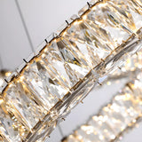 Nordic Ring Crystal Living Room White 2 Tiers Chandelier Image - 9