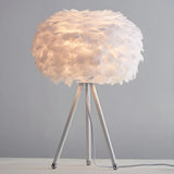 Nordic Romantic Feather Sphere Metal Tripod Table Lamp Image - 3