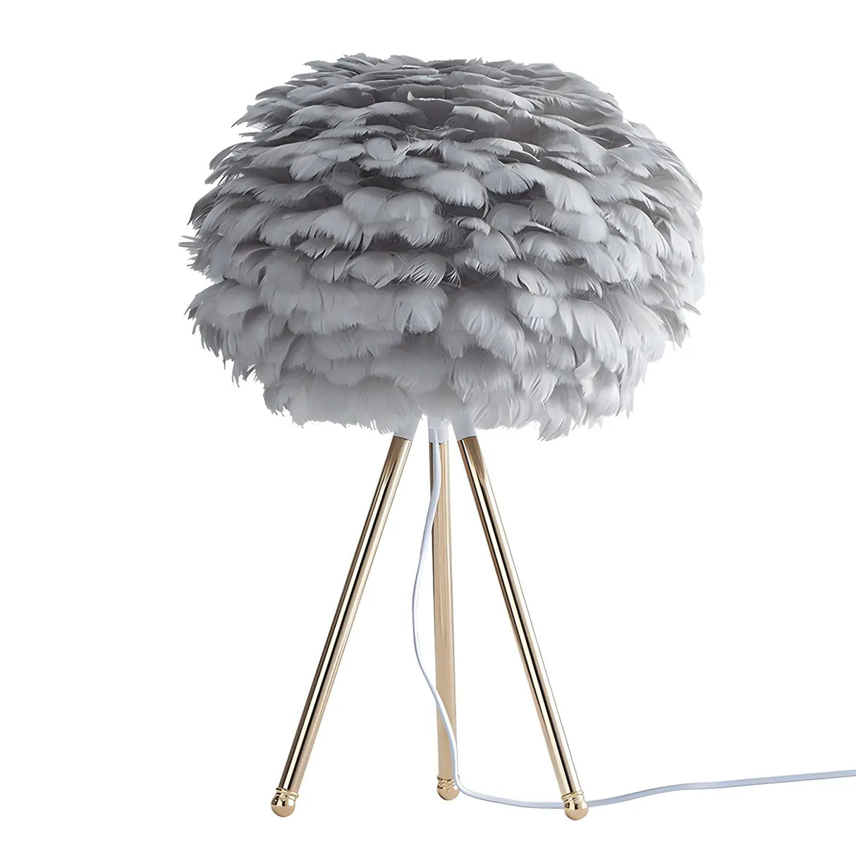 Nordic Romantic Feather Sphere Metal Tripod Table Lamp Image - 6