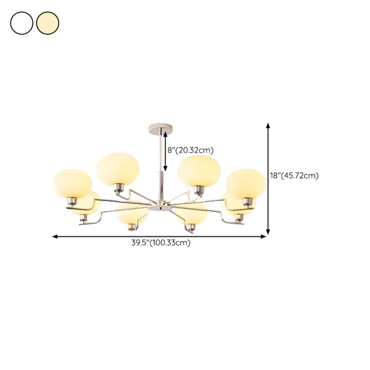 Nordic Round Ball Glass Living Room White 8-Light Chandelier Image - 25