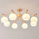 Nordic Round Ball Metal Living Room White 8-Bulb Chandelier Image - 10