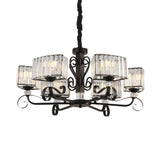 Nordic Round Black Prismatic Optical Crystal Iron Chandelier Image - 2