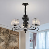 Nordic Round Black Prismatic Optical Crystal Iron Chandelier Image - 5