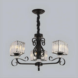 Nordic Round Black Prismatic Optical Crystal Iron Chandelier Image - 7