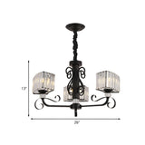 Nordic Round Black Prismatic Optical Crystal Iron Chandelier #size