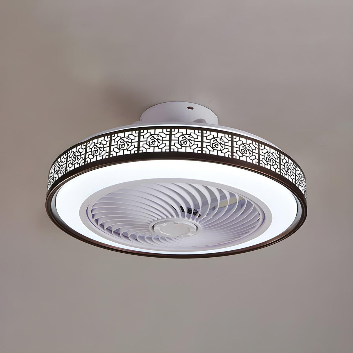 Nordic Round Decor Trim Bladeless Ceiling Fan Light Image - 10