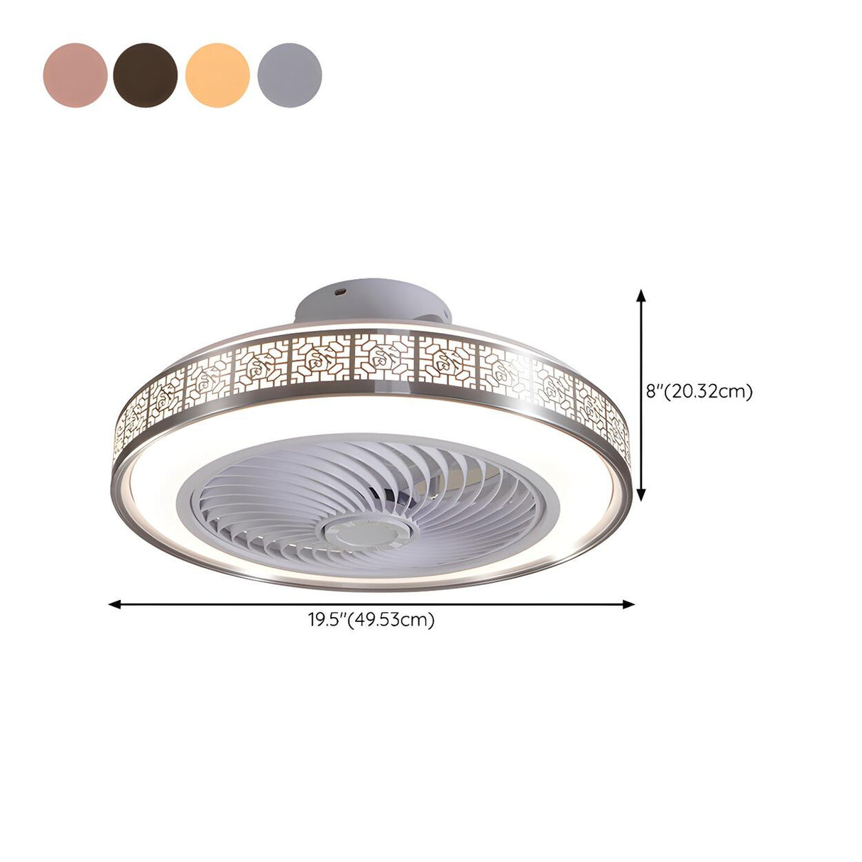 Nordic Round Decor Trim Bladeless Ceiling Fan Light 