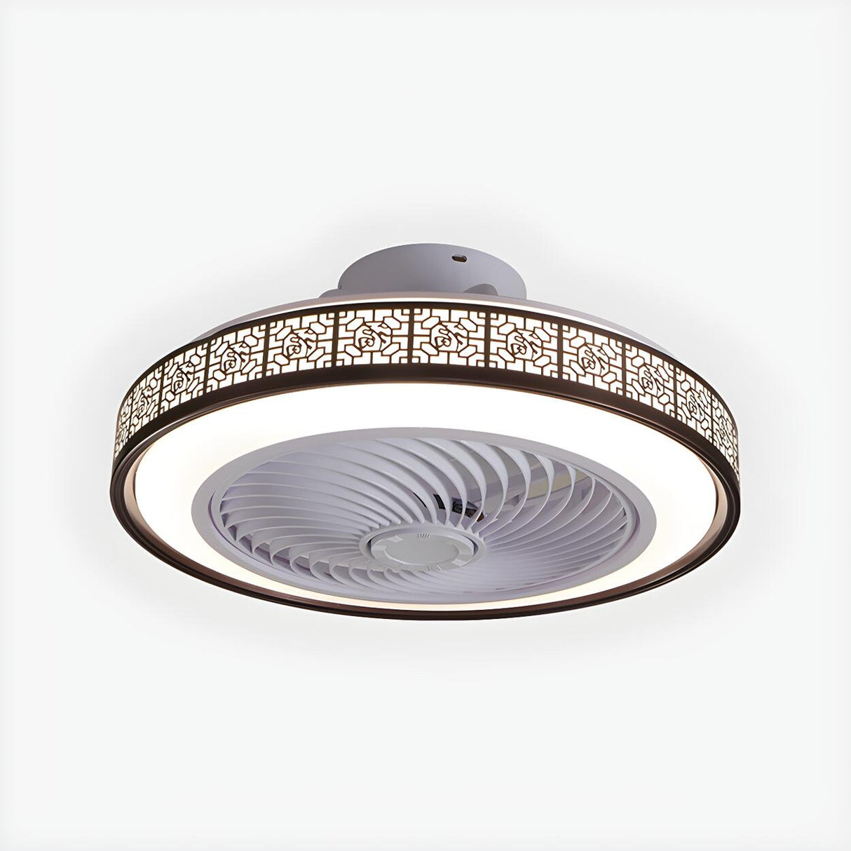 Nordic Round Decor Trim Bladeless Ceiling Fan Light Image - 6