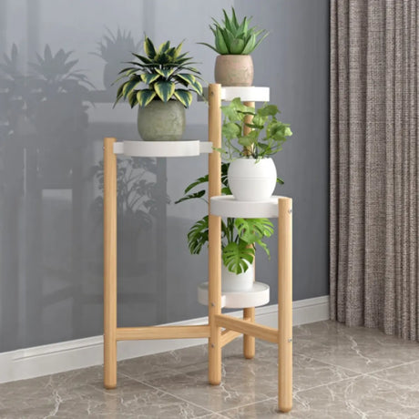 Nordic Round Multi-Level Metal Floor Plant Stand White Image - 1