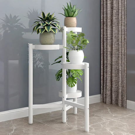 Nordic Round Multi-Level Metal Floor Plant Stand White Image - 2