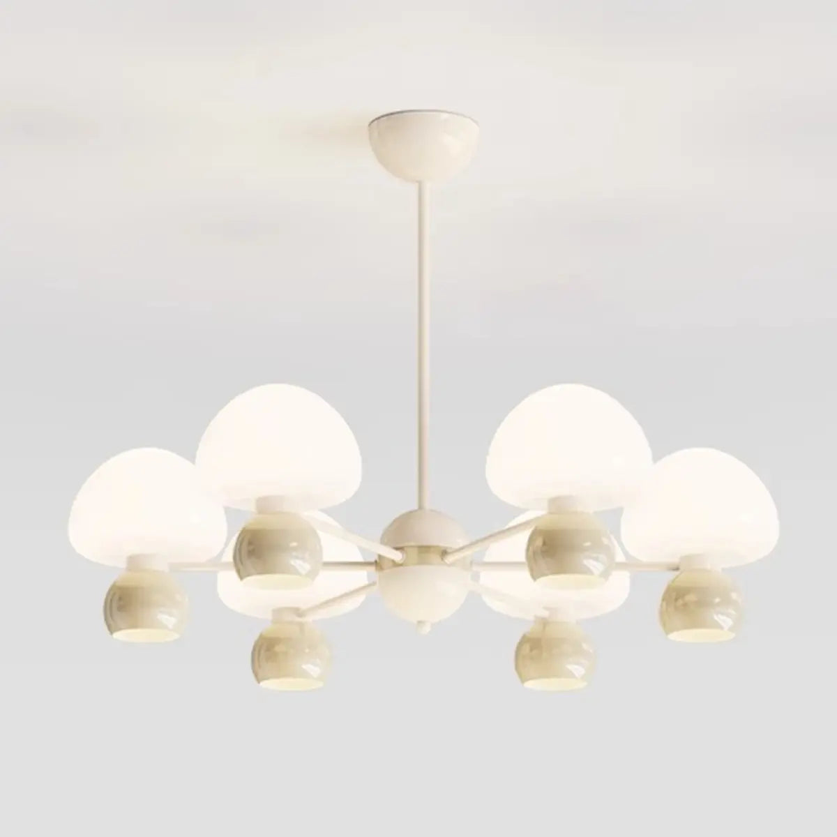 Nordic Round Mushroom Metal Living Room White Chandelier Image - 2