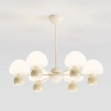 Nordic Round Mushroom Metal Living Room White Chandelier Image - 2