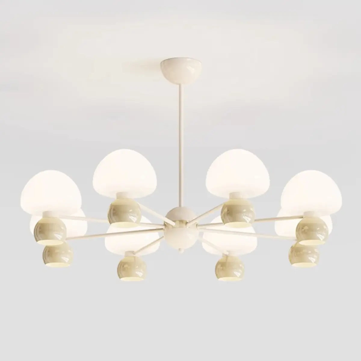 Nordic Round Mushroom Metal Living Room White Chandelier Image - 3