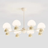 Nordic Round Mushroom Metal Living Room White Chandelier Image - 3