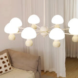 Nordic Round Mushroom Metal Living Room White Chandelier Image - 6