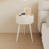 Nordic Round Wood Tripod Cream 1 Drawer Nightstand Image - 17