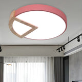 Nordic Round Wooden Sector LED Flush Mount Ceiling Lamp Image - 10