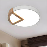 Nordic Round Wooden Sector LED Flush Mount Ceiling Lamp Image - 13