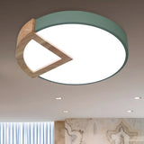 Nordic Round Wooden Sector LED Flush Mount Ceiling Lamp Image - 5