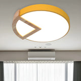 Nordic Round Wooden Sector LED Flush Mount Ceiling Lamp Image - 8