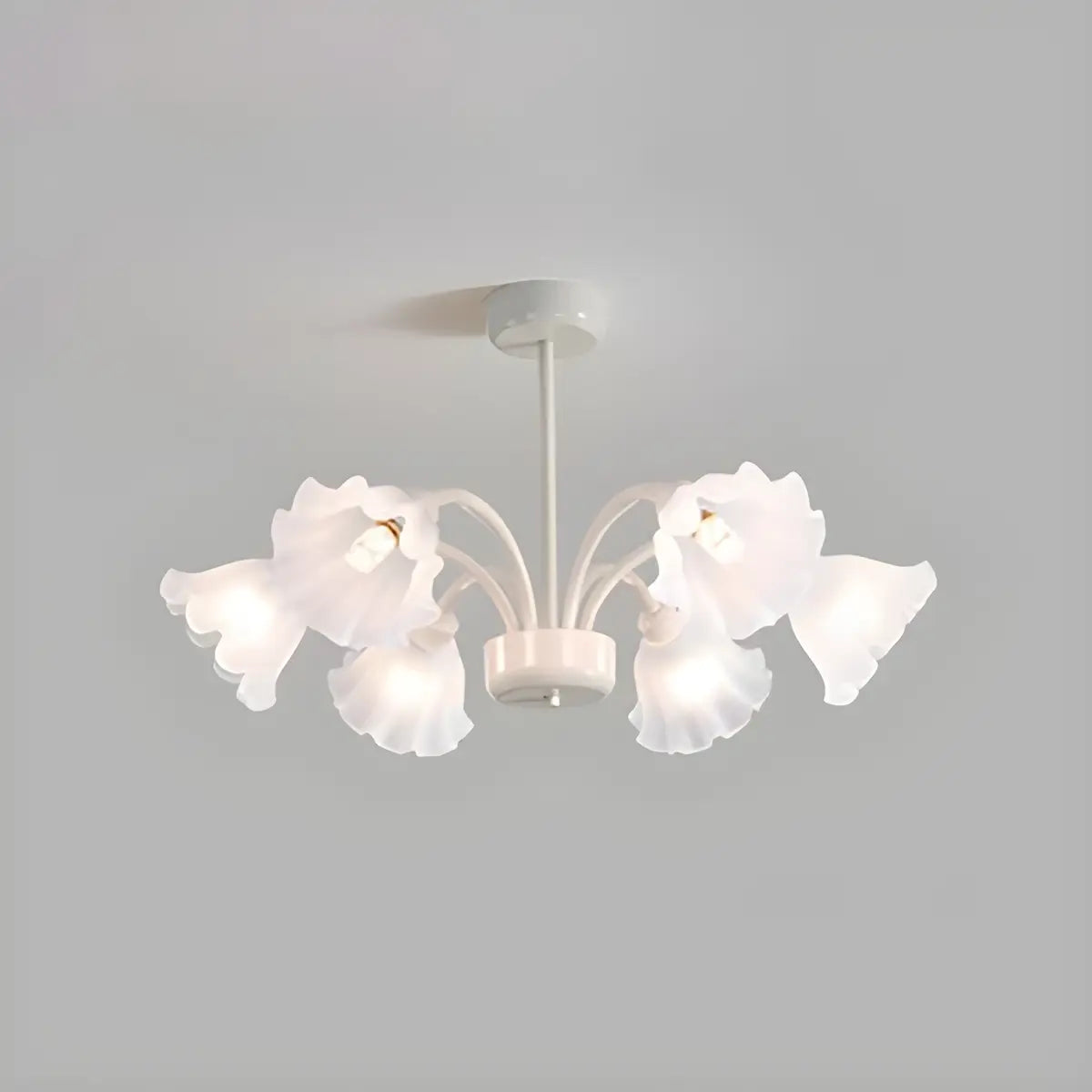 Nordic Rustic Round Floral Glass White Large Chandelier Image - 9