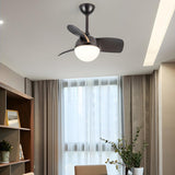 Nordic Simple 3-Blade Ball Shape Ceiling Fan with Light Image - 16