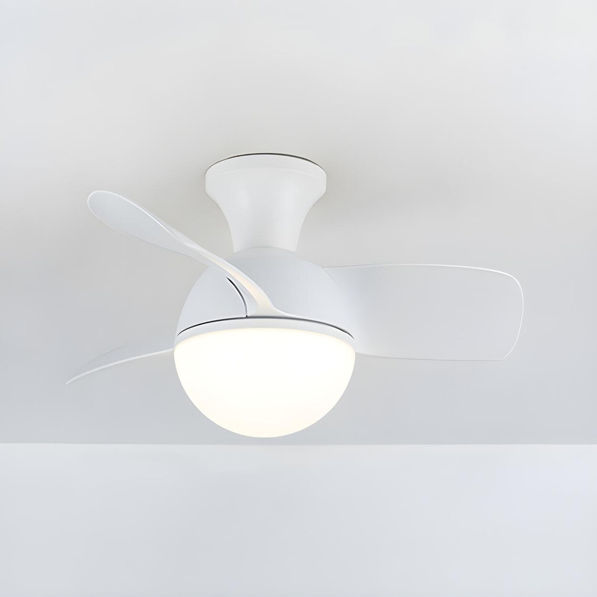 Nordic Simple 3-Blade Ball Shape Ceiling Fan with Light Image - 2