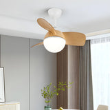 Nordic Simple 3-Blade Ball Shape Ceiling Fan with Light Image - 3