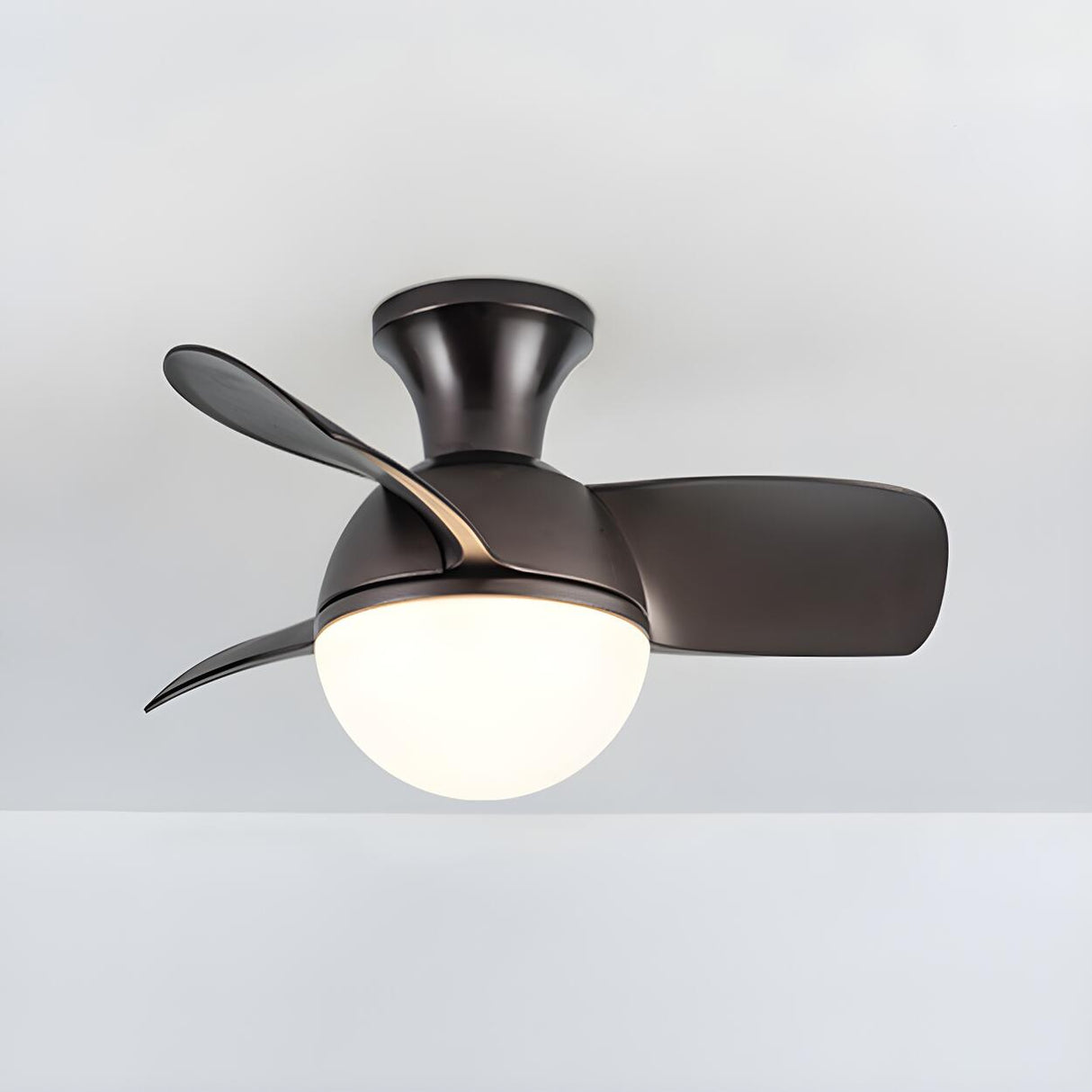 Nordic Simple 3-Blade Ball Shape Ceiling Fan with Light Image - 4