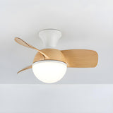 Nordic Simple 3-Blade Ball Shape Ceiling Fan with Light Image - 6