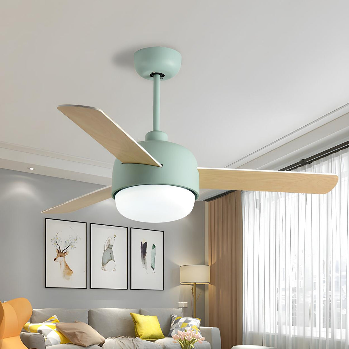 Nordic Simple 3-Blade Bedroom Ceiling Fan With Light Image - 8