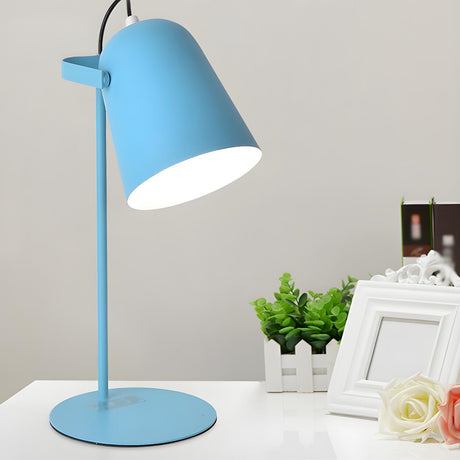 Nordic Simple Blue Macaron Barrel Shade Table Lamp Image - 1