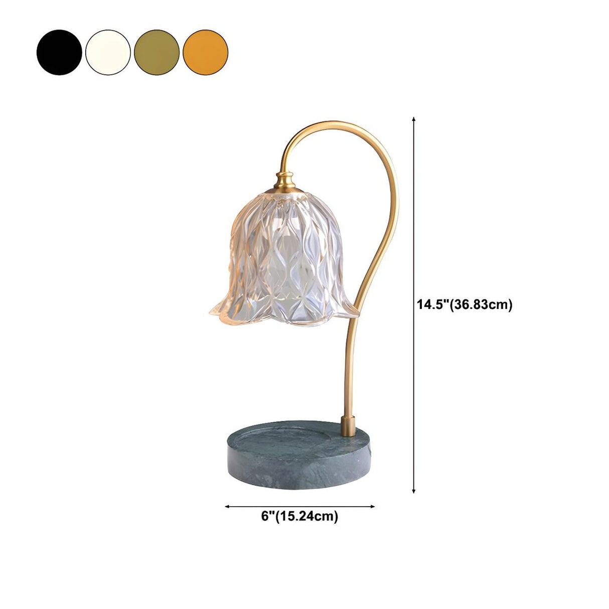 Nordic Simple Clear Flower Shade Marble Base Table Lamp 