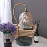 Nordic Simple Clear Flower Shade Marble Base Table Lamp Image - 2