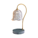 Nordic Simple Clear Flower Shade Marble Base Table Lamp Image - 5