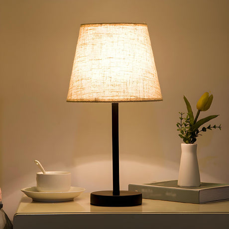 Nordic Simple Fabric Shade Bedroom Iron Table Lamp Image - 2