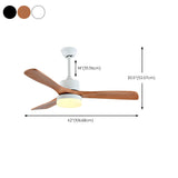 Nordic Simple Solid Wood 3-Blade Ceiling Fan with Light #size