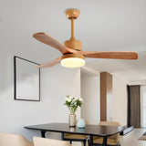 Nordic Simple Solid Wood 3-Blade Ceiling Fan with Light Image - 4