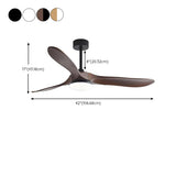 Nordic Simple Solid Wood 3 Blade LED Ceiling Fan Light #size